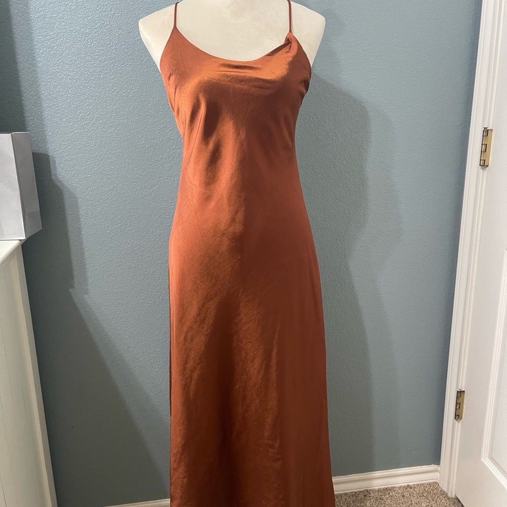 Line & Dot Copper Maxi Dress